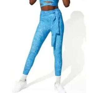 EleVen by Venus Williams Tie Waist Wrapped Legging Arctic Blue Marble XXL NWT